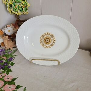 Vintage Enoch Wedgwood Gold Medallion Tunstall oval serving platter